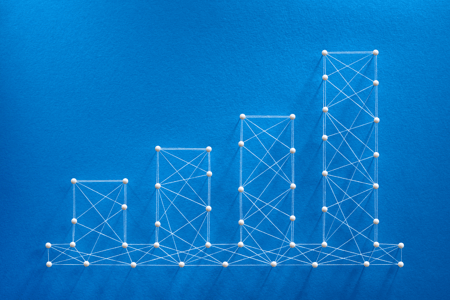 blue bars leading upward